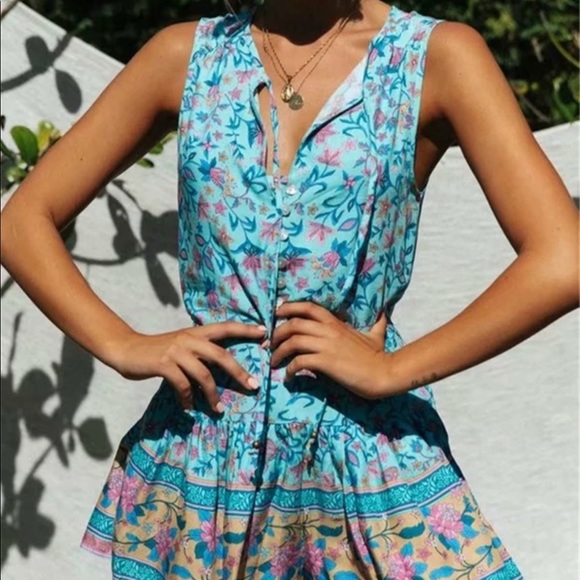 Sleeveless Tank Dress Boho Floral Gypsy Print Pink - Picture 9 of 9